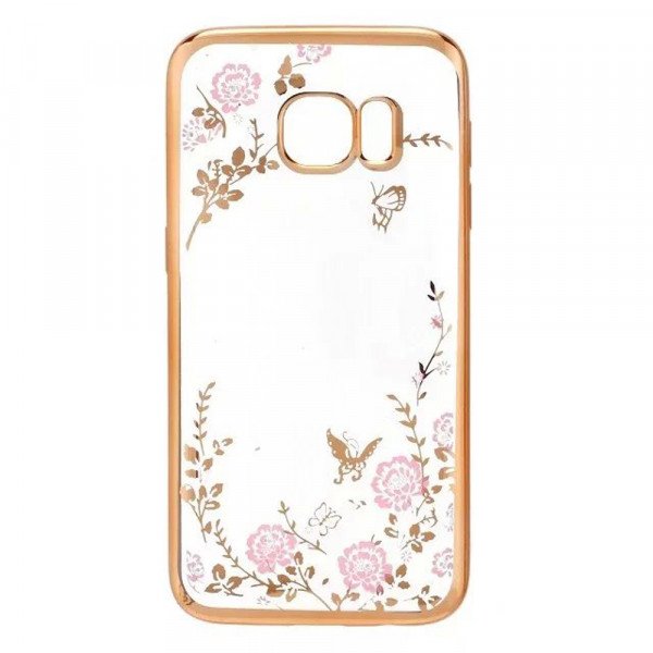 Wholesale Samsung Galaxy S7 Edge Secret Garden Electroplate Hybrid Case (Champagne Gold)